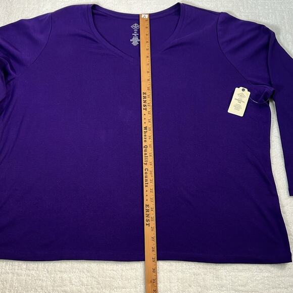 New! St. John’s Bay purple long sleeve v-neck cotton t-shirt 5X - Picture 2 of 8